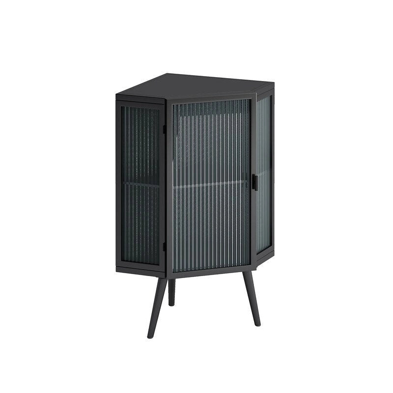 Grondin Modern Style 22.25  Bathroom Corner Storage Cabinet with Tempered Glass Doors and Interior Adjustable Shelf