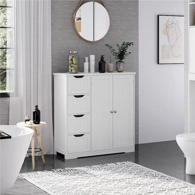 Yaheetech Bathroom Storage Cabinet with Adjustable Shelf, White - N/A