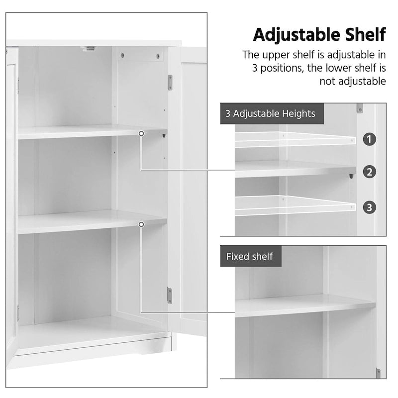 Yaheetech Bathroom Storage Cabinet with Adjustable Shelf, White - N/A