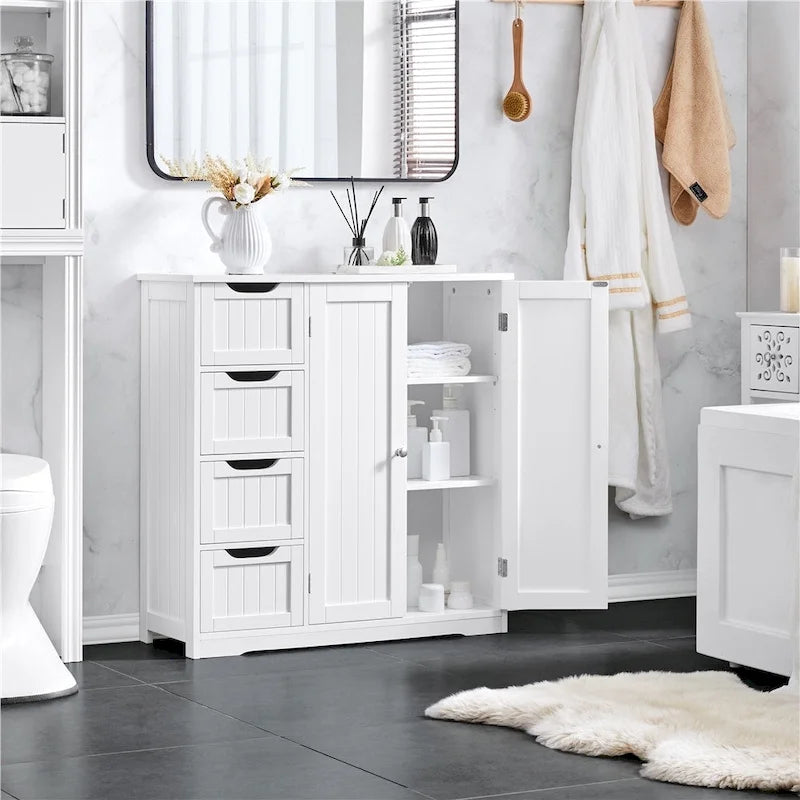 Yaheetech Bathroom Storage Cabinet with Adjustable Shelf, White - N/A