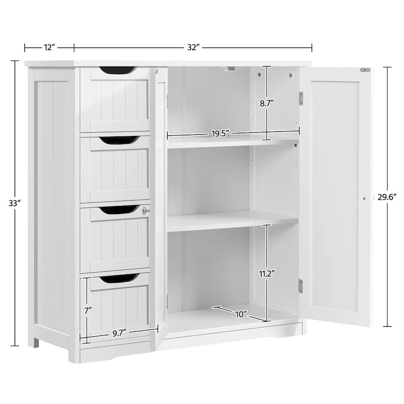 Yaheetech Bathroom Storage Cabinet with Adjustable Shelf, White - N/A
