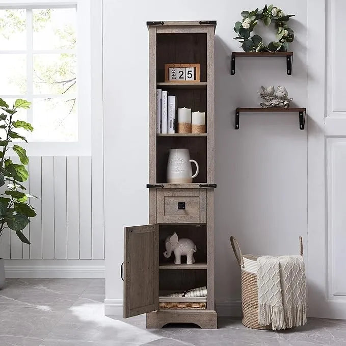 Farmhouse Bathroom Storage Cabinet, Storage Cabinet, Tall Linen Tower