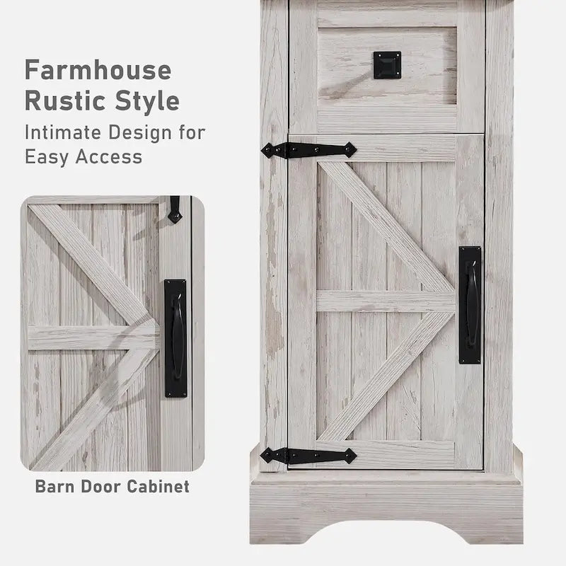 Farmhouse Bathroom Storage Cabinet, Storage Cabinet, Tall Linen Tower