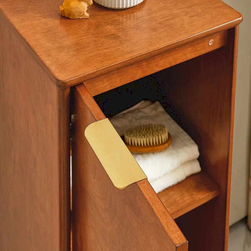 Modern Bathroom Floor Cabinet &Linen cabinet with Adjustable Shelves,Antique Brass(14.5 12.6 35.7 )