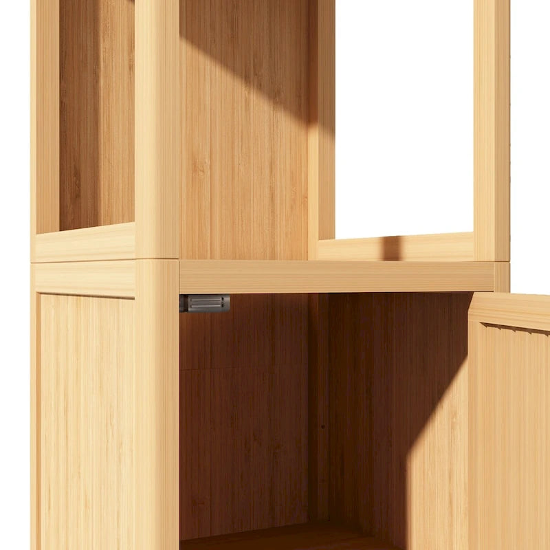 Bathroom Natural Bamboo Linen Tower Storage Cabinet