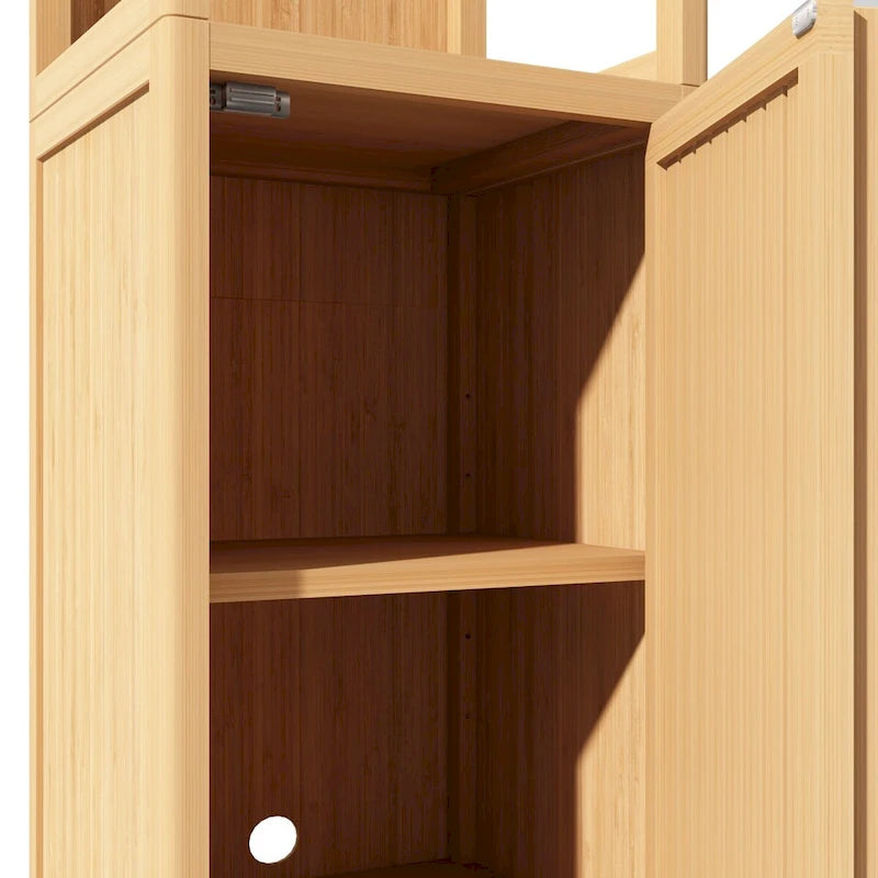 Bathroom Natural Bamboo Linen Tower Storage Cabinet