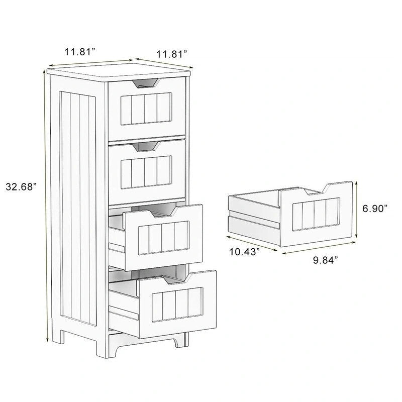 Bathroom Floor Cabinet - 11.81 D x 11.81 W x 32.68 H