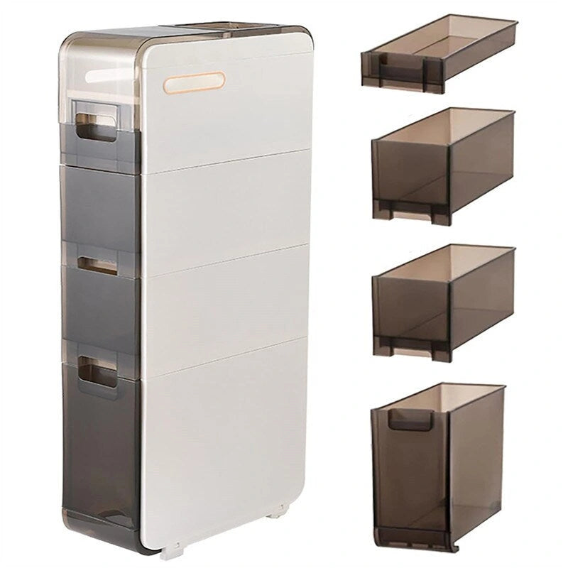 Bathroom Floor Cabinet 4-Tiers Free Standing Toilet Paper Holder - 16.14 D x 6.9 W x 37.91 H