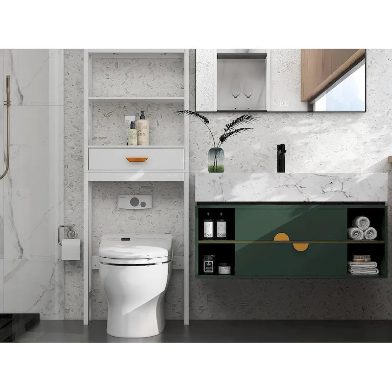 Over-the-Toilet Storage Cabinet White with one Drawer and 2 Shelves Space Saver Bathroom Rack