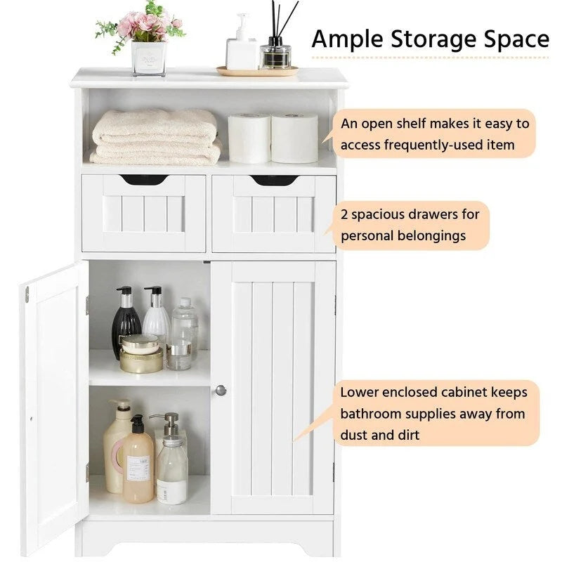 Bathroom Storage Cabinet with 2 Drawers - 12 D x 24 W x 41 H
