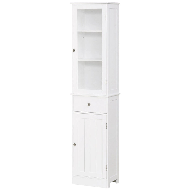 Slim Bathroom Storage Cabinet, Tall Bathroom Cabinet,Narrow Linen Tower with Acrylic Door,Drawer and Shelves