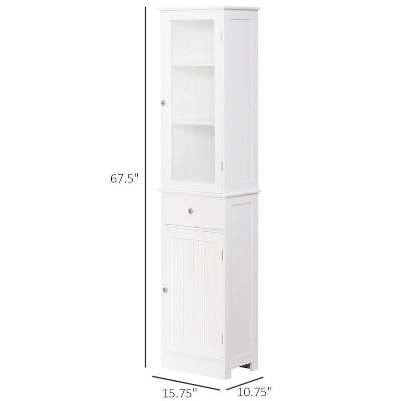Slim Bathroom Storage Cabinet, Tall Bathroom Cabinet,Narrow Linen Tower with Acrylic Door,Drawer and Shelves