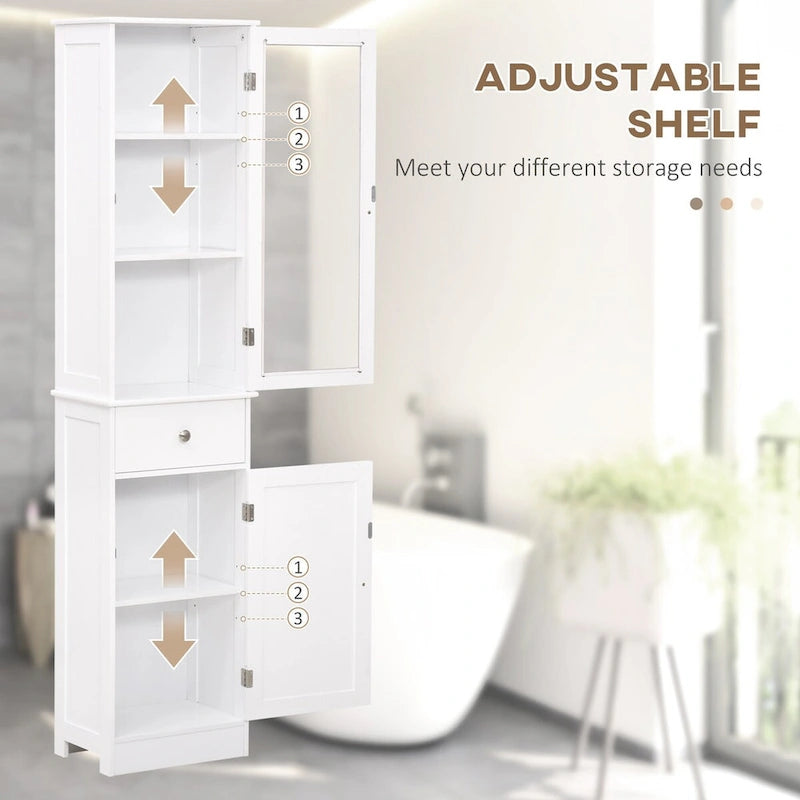 Slim Bathroom Storage Cabinet, Tall Bathroom Cabinet,Narrow Linen Tower with Acrylic Door,Drawer and Shelves