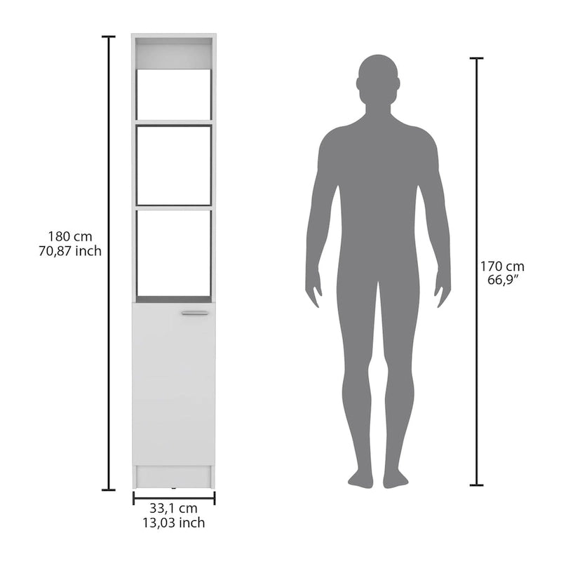 Bathroom Storage Cabinet with one Doors, Tall Bathroom Cabinet with 6 Shelves, for Bathroom, Living Room, Kitchen