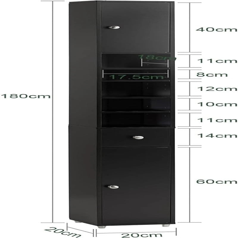 Black Bathroom Tall Cabinet - 7.87 D x 7.87 W x 70.87 H