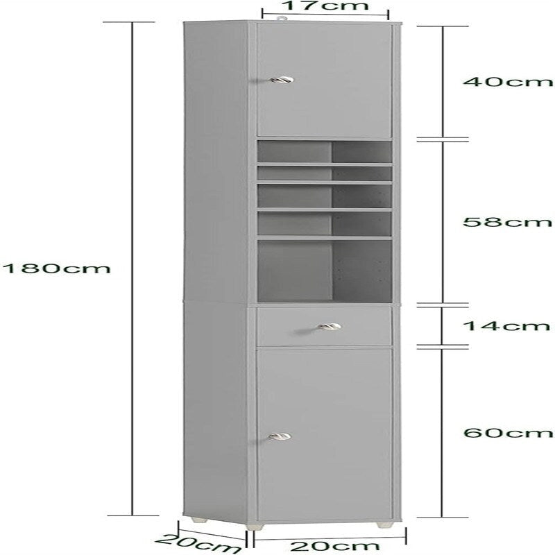 Black Bathroom Tall Cabinet - 7.87 D x 7.87 W x 70.87 H