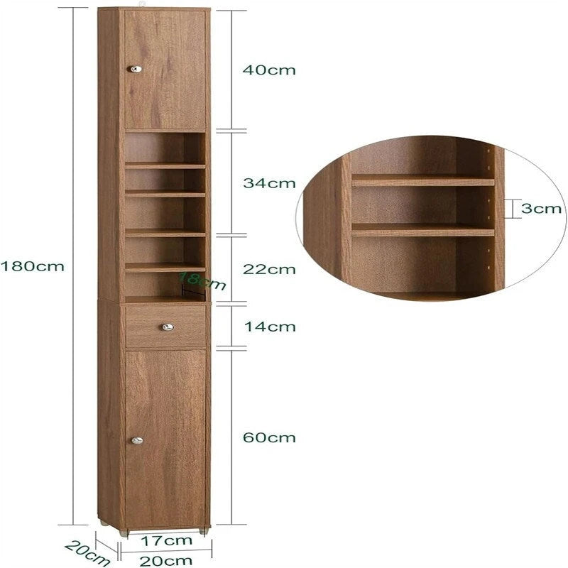 Black Bathroom Tall Cabinet - 7.87 D x 7.87 W x 70.87 H