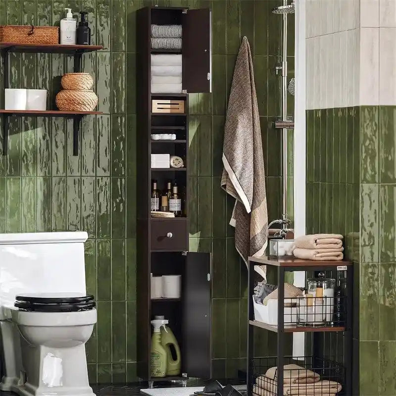 Black Bathroom Tall Cabinet - 7.87 D x 7.87 W x 70.87 H