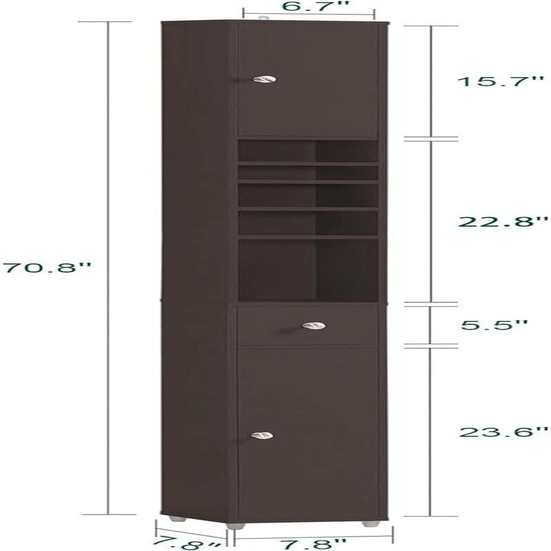 Black Bathroom Tall Cabinet - 7.87 D x 7.87 W x 70.87 H