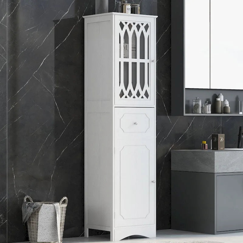 64  Wood 2-door Bathroom Cabinet with Adjustable Shelves