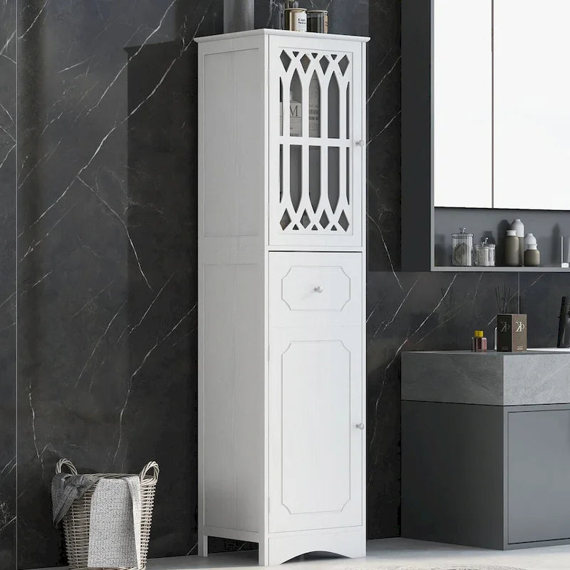 64  Wood 2-door Bathroom Cabinet with Adjustable Shelves