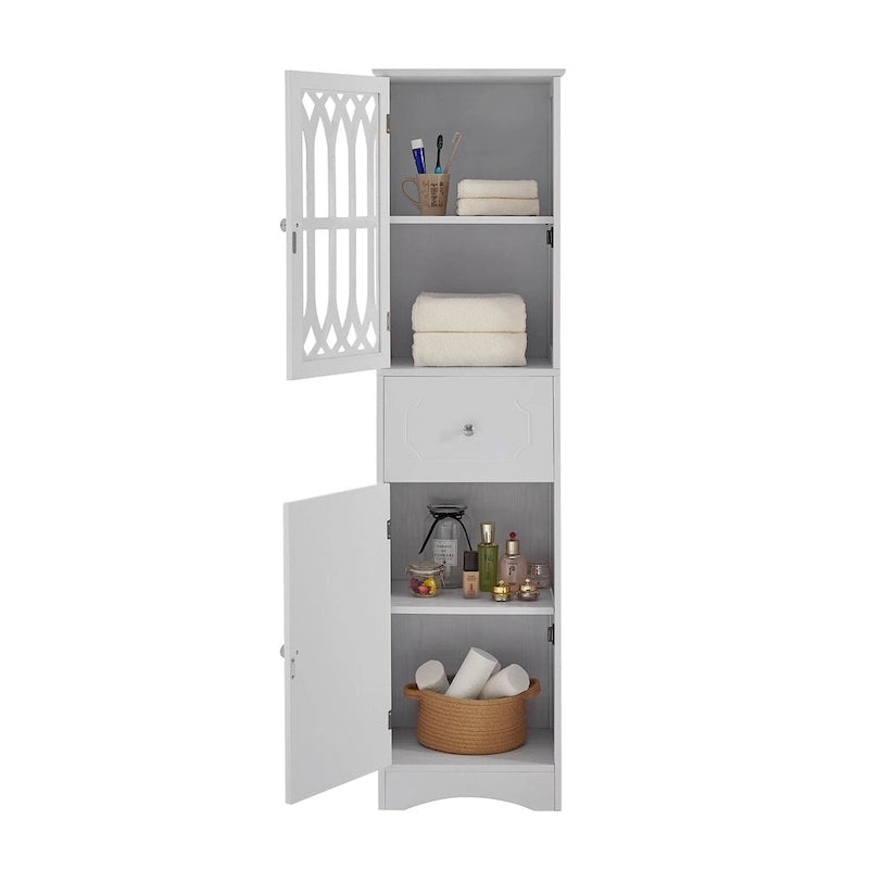 64  Wood 2-door Bathroom Cabinet with Adjustable Shelves