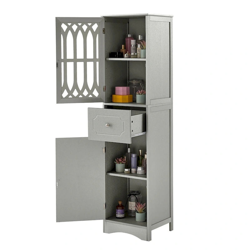 64  Wood 2-door Bathroom Cabinet with Adjustable Shelves