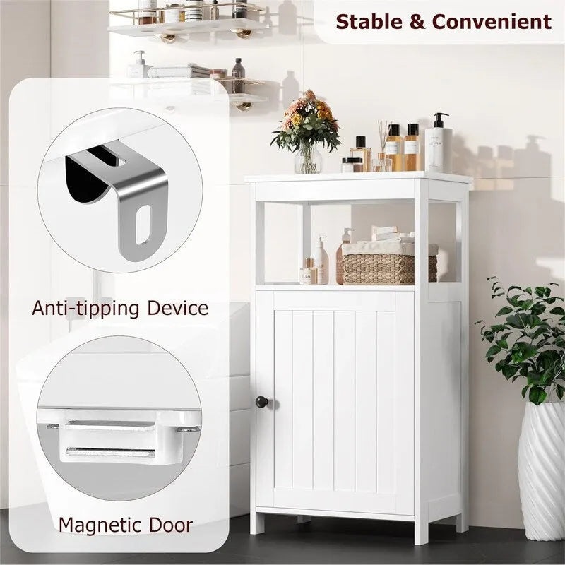 Bathroom Floor Storage Cabinet Bathroom Free Standing Storage Organizer with Single Door and Adjustable Shelf
