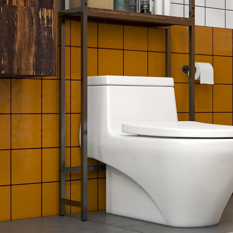 Industrial Over The Toilet Storage Cabinet with Double Door Cupboard and Adjustable Shelf