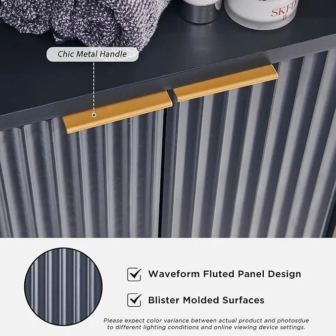 68  Modern Tall Corner Cabinet, Storage Cabinet with Faux Marble Top