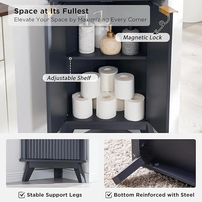 68  Modern Tall Corner Cabinet, Storage Cabinet with Faux Marble Top