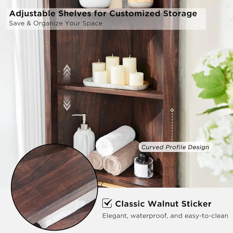 68  Modern Tall Corner Cabinet, Storage Cabinet with Faux Marble Top