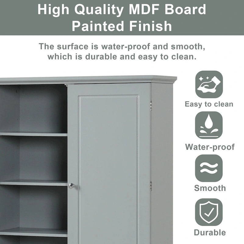 Wide Bathroom Storage Cabinet Freestanding Storage Cabinet with Two Drawers and Adjustable Shelf MDF Board with Painted Finish