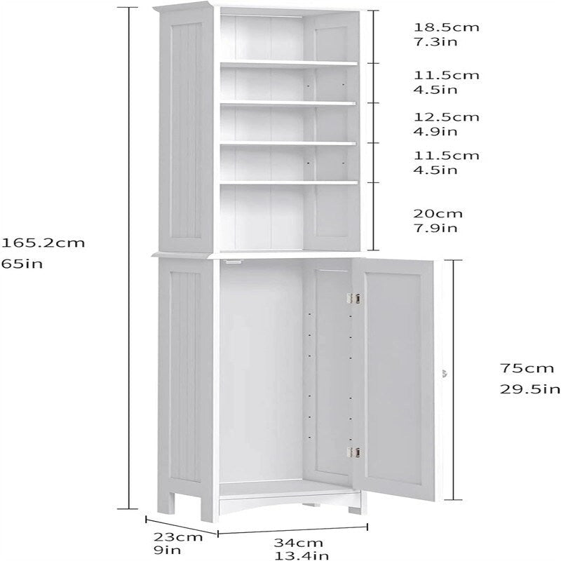 Bathroom Storage Cabinet - 9 D x 13.4 W x 65 H