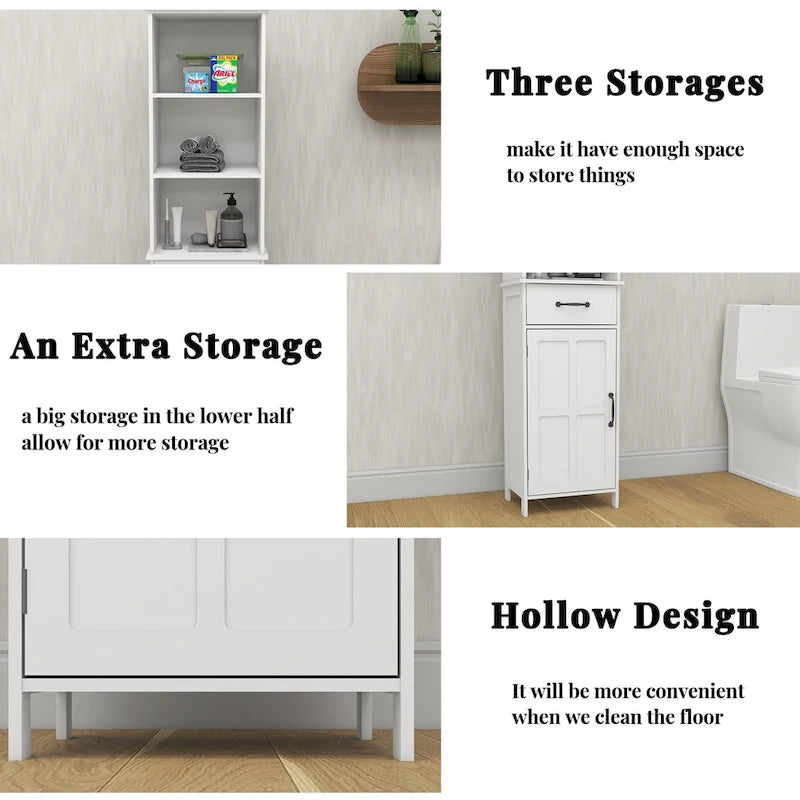 Double Door Narrow Height Slim Floor Standing Cabinet