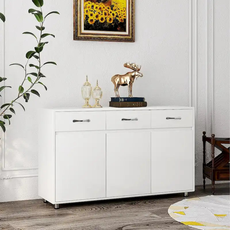 Three Doors Side Table-White