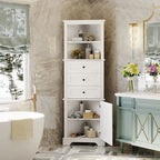 Triangle Tall Bathroom Cabinet with 3 Drawers and Adjustable Shelves