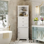Triangle Tall Bathroom Cabinet with 3 Drawers and Adjustable Shelves