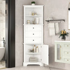 Triangle Tall Bathroom Cabinet with 3 Drawers and Adjustable Shelves