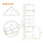 Triangle Tall Bathroom Cabinet with 3 Drawers and Adjustable Shelves