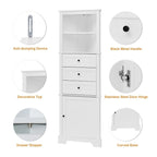 Triangle Tall Bathroom Cabinet with 3 Drawers and Adjustable Shelves