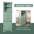 Triangle Tall Bathroom Cabinet with 3 Drawers and Adjustable Shelves
