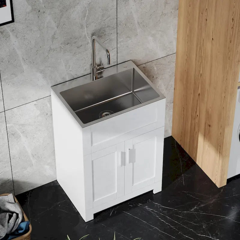 Bathroom Storage Cabinet with wash silver brushed sink