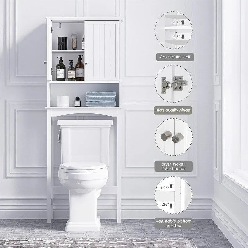 Over The Toilet Storage Cabinet - 9 D x 24 W x 62 H