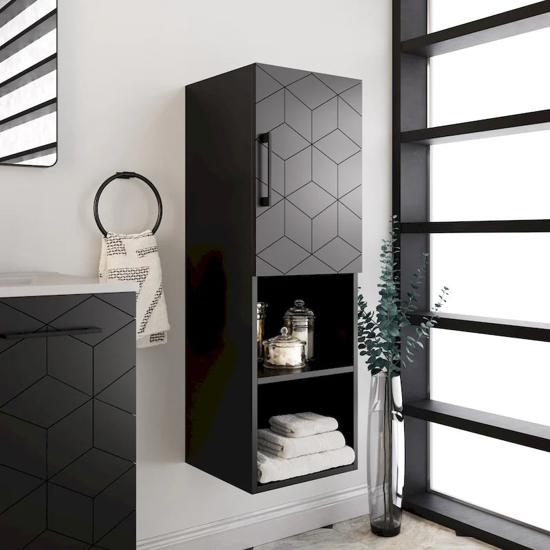 Annecy 15  W x 46  H x 12  D Linen Cabinet in Phantom Black