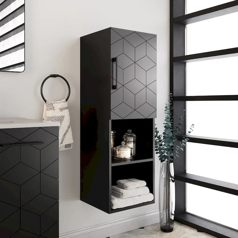 Annecy 15  W x 46  H x 12  D Linen Cabinet in Phantom Black