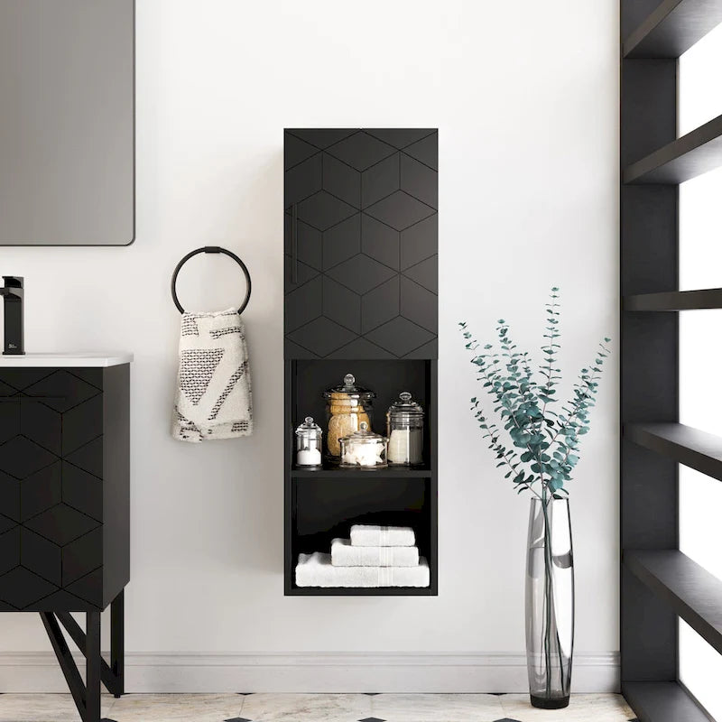 Annecy 15  W x 46  H x 12  D Linen Cabinet in Phantom Black