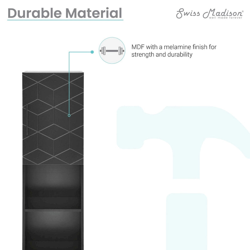 Annecy 15  W x 46  H x 12  D Linen Cabinet in Phantom Black