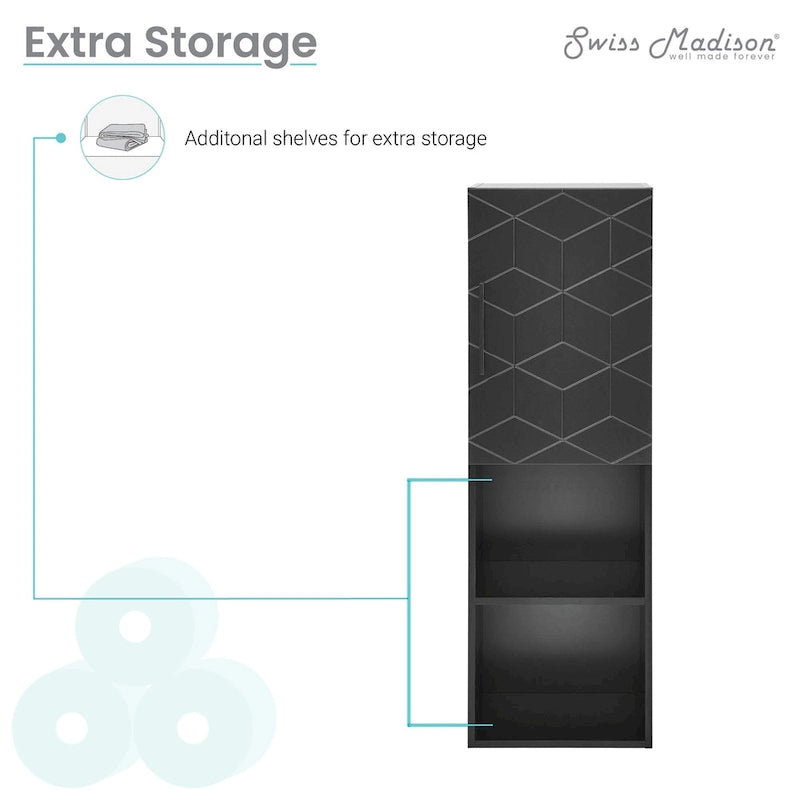 Annecy 15  W x 46  H x 12  D Linen Cabinet in Phantom Black