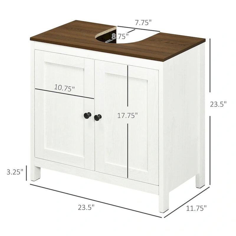 Bathroom Sink Cabinet, Floor Standing Under Sink Cabinet, Freestanding Storage Cupboard with Adjustable Shelf, Double Doors